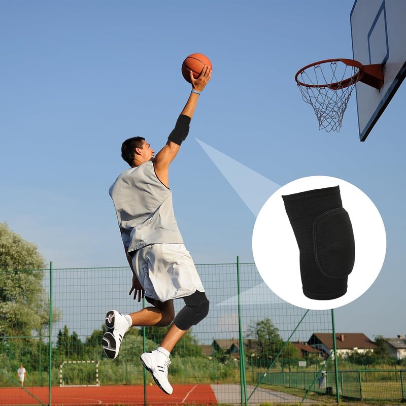 Worutuk Anti Slip Sponge Anti Slip Sponge 1 Pair Tandem Volleyball Elbow Pads, Black Large, Breathable Arm Protector for Sports & Fitness, Comfortable Elastic Support for Men, Women, and Kids - Image 5